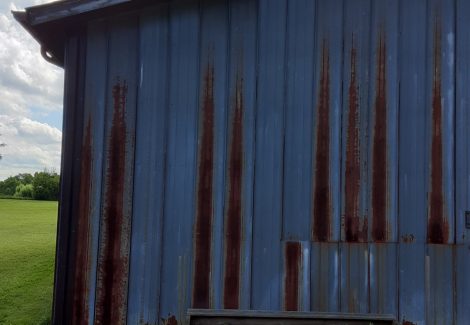 Rusted garage siding