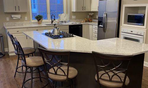 Kitchen Cabinets with Black Island