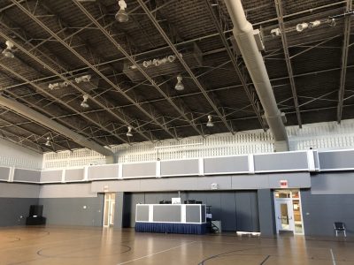 After Photo of Gym Walls Repainted Gray and Other Light Colors