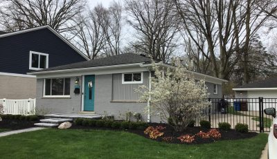 Exterior Brick House Repainted Gray