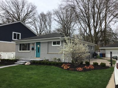 Exterior Brick House Repainted Gray