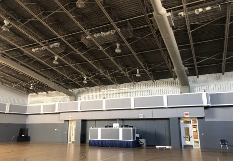 After Photo of Gym Walls Repainted Gray and Other Light Colors