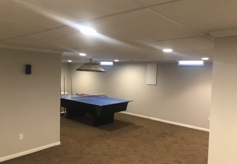 pool table in repainted room
