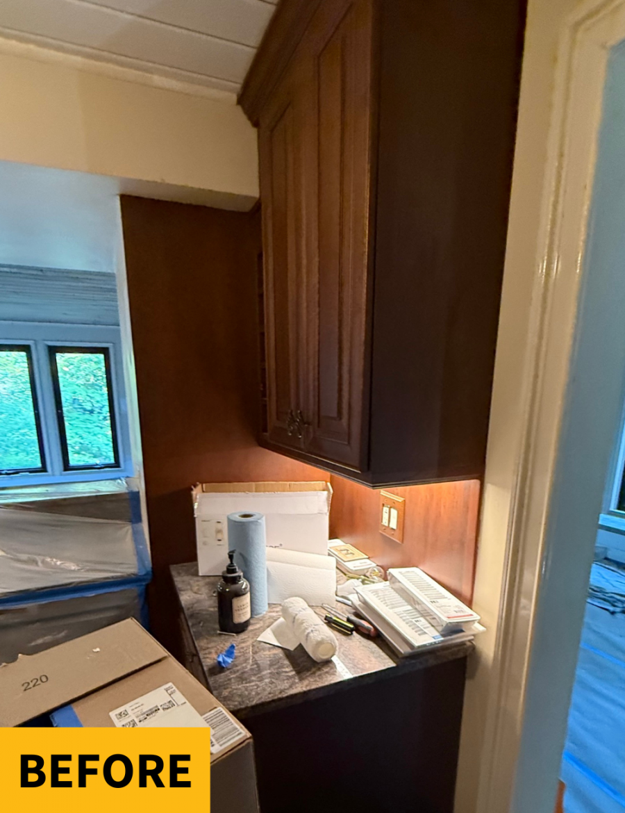 Before Kitchen Cabinet Painting Preview Image 2