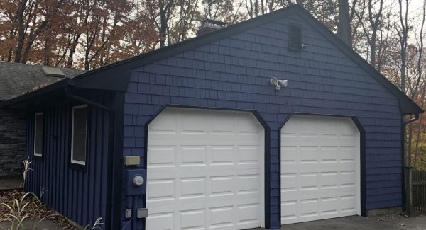 Garage with Cedar Siding Miller Place, NY