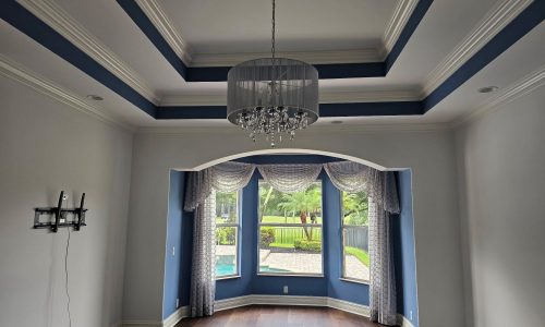 White and Blue Tray Ceiling