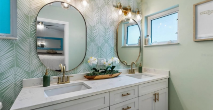 Residential Bathroom Wallpaper Installation ...