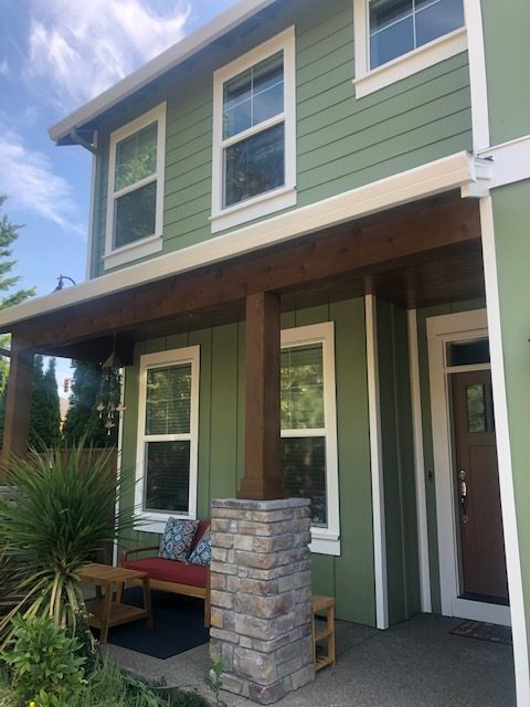 Porch and front of house in Beaverton painted green. Preview Image 2