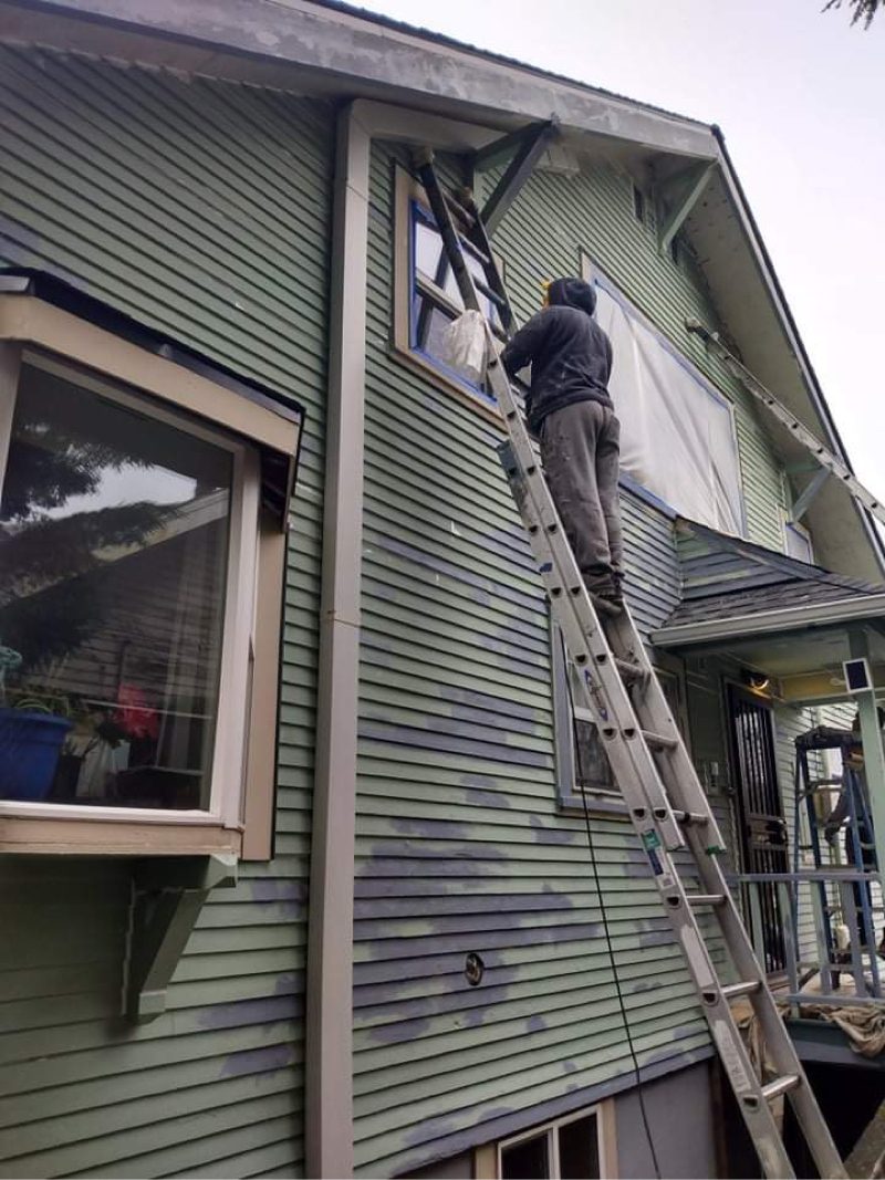 kenton home before paint job seafoam green chipping paint Preview Image 17