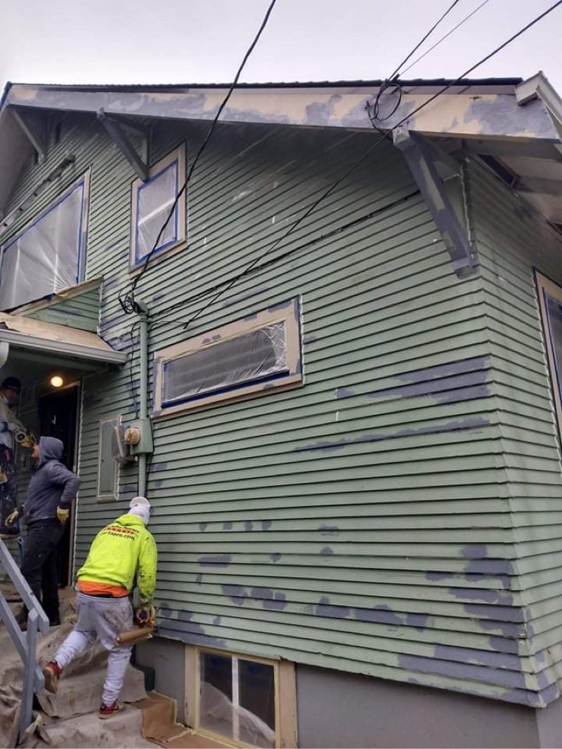 kenton home before paint job seafoam green chipping paint Preview Image 16