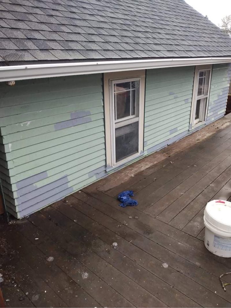 kenton home before paint job seafoam green chipping paint Preview Image 25