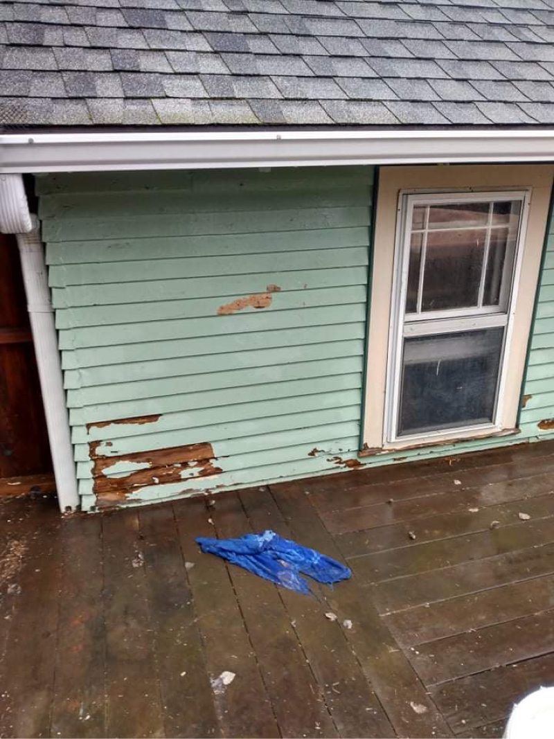 kenton home before paint job seafoam green chipping paint Preview Image 18