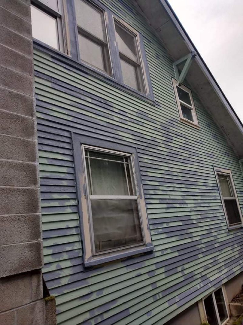 kenton home before paint job seafoam green chipping paint Preview Image 24