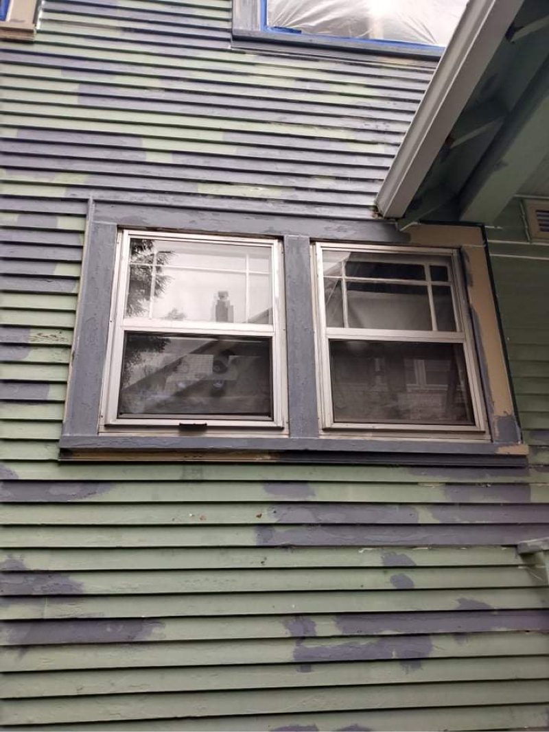 kenton home before paint job seafoam green chipping paint Preview Image 26