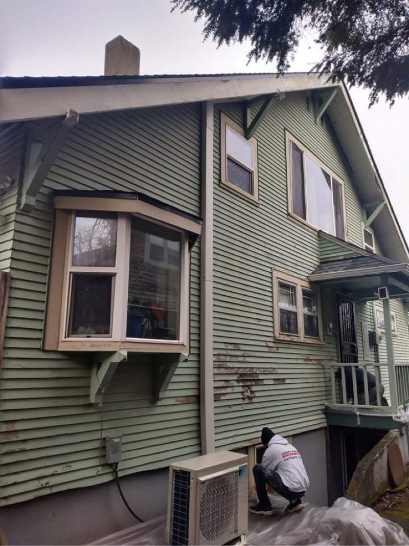 kenton home before paint job seafoam green chipping paint Preview Image 14