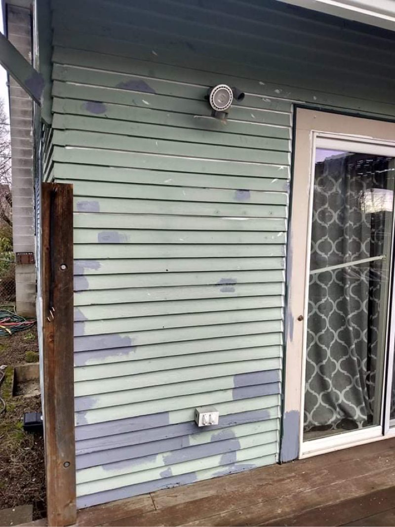 kenton home before paint job seafoam green chipping paint Preview Image 19