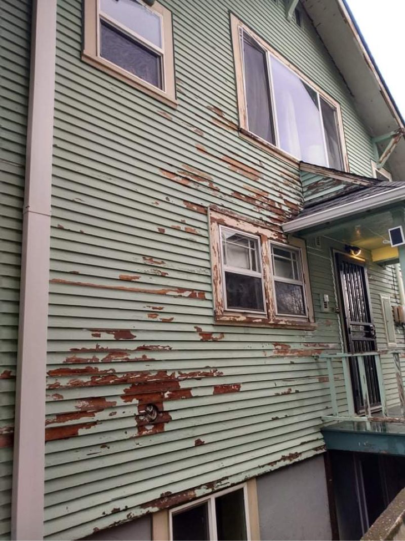 kenton home before paint job seafoam green chipping paint Preview Image 20