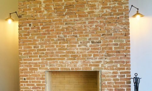 Brick fireplace