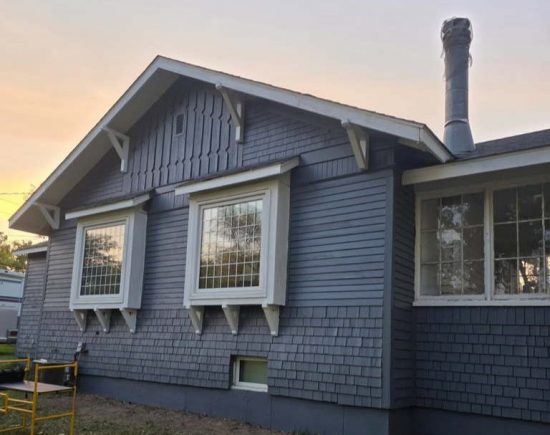 blue painted home exterior