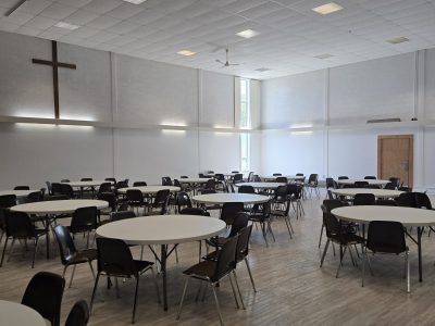white painted church interior