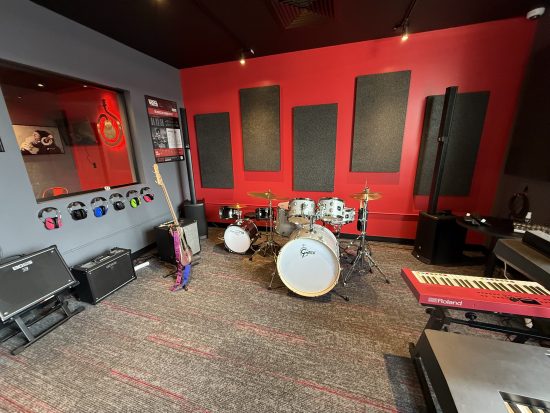 music room after red and grey repaint