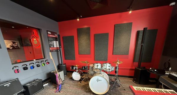 music room after red and grey repaint