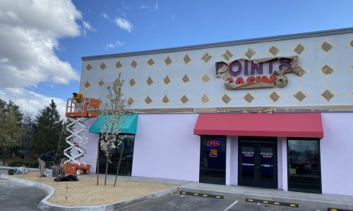 The layout had to work around the sign.