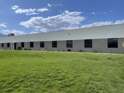 industrial building painted grey and white