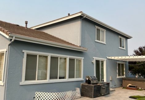 back view of blue stucco home in sparks, nevada painted by CertaPro Painters