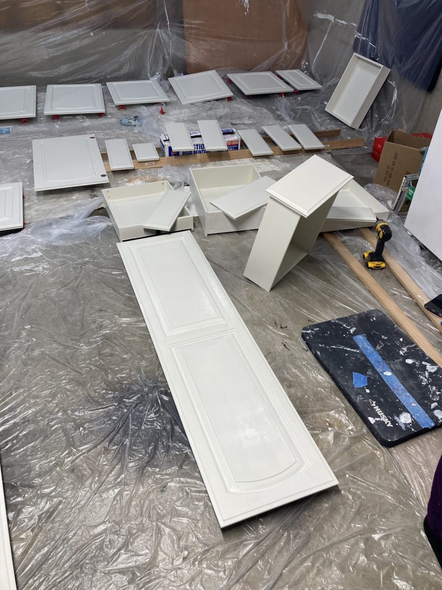painted cabinet doors laid out to dry Preview Image 4