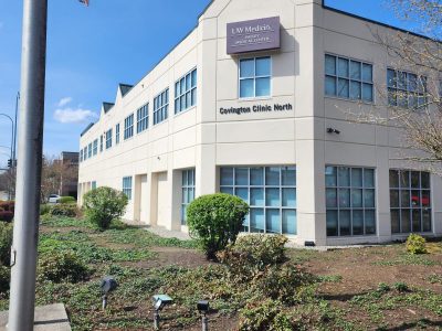 side of repainted medical building