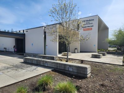 front of repainted medical building