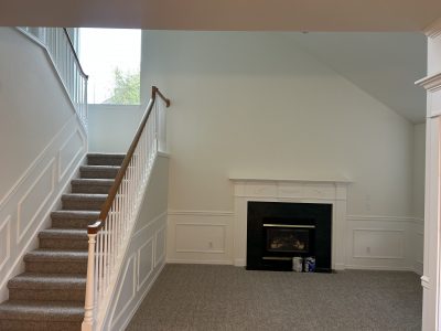 staircase and living room