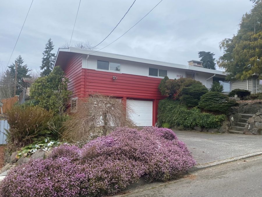 Red Home Exterior Before After Being Painted Preview Image 1