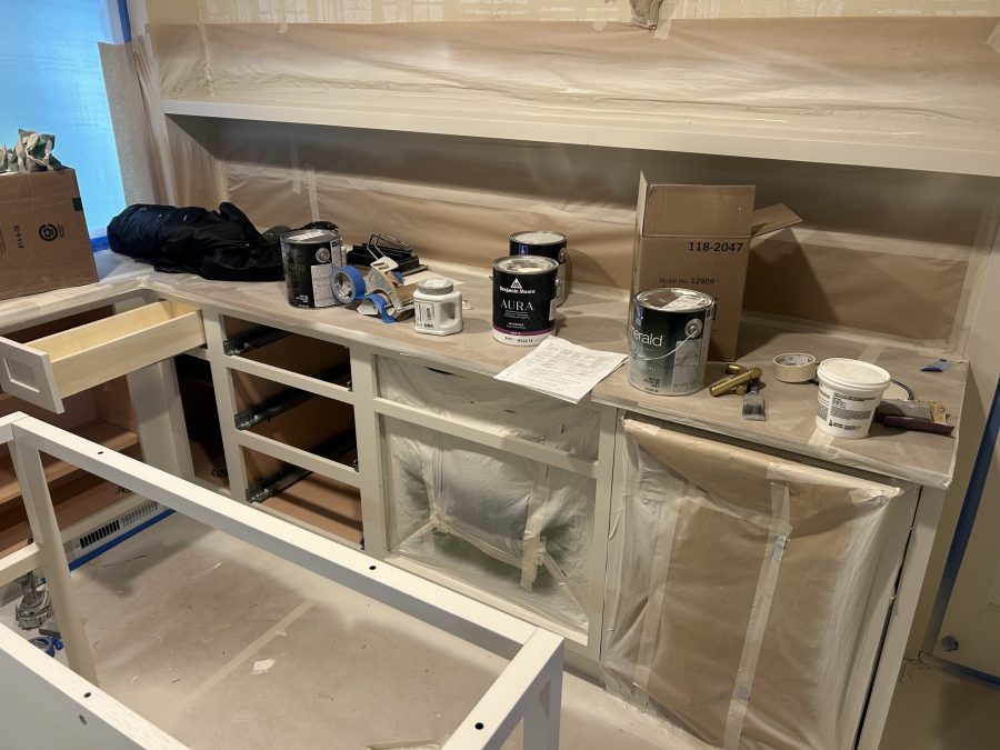 kitchen counters with protective coverings for painting Preview Image 2