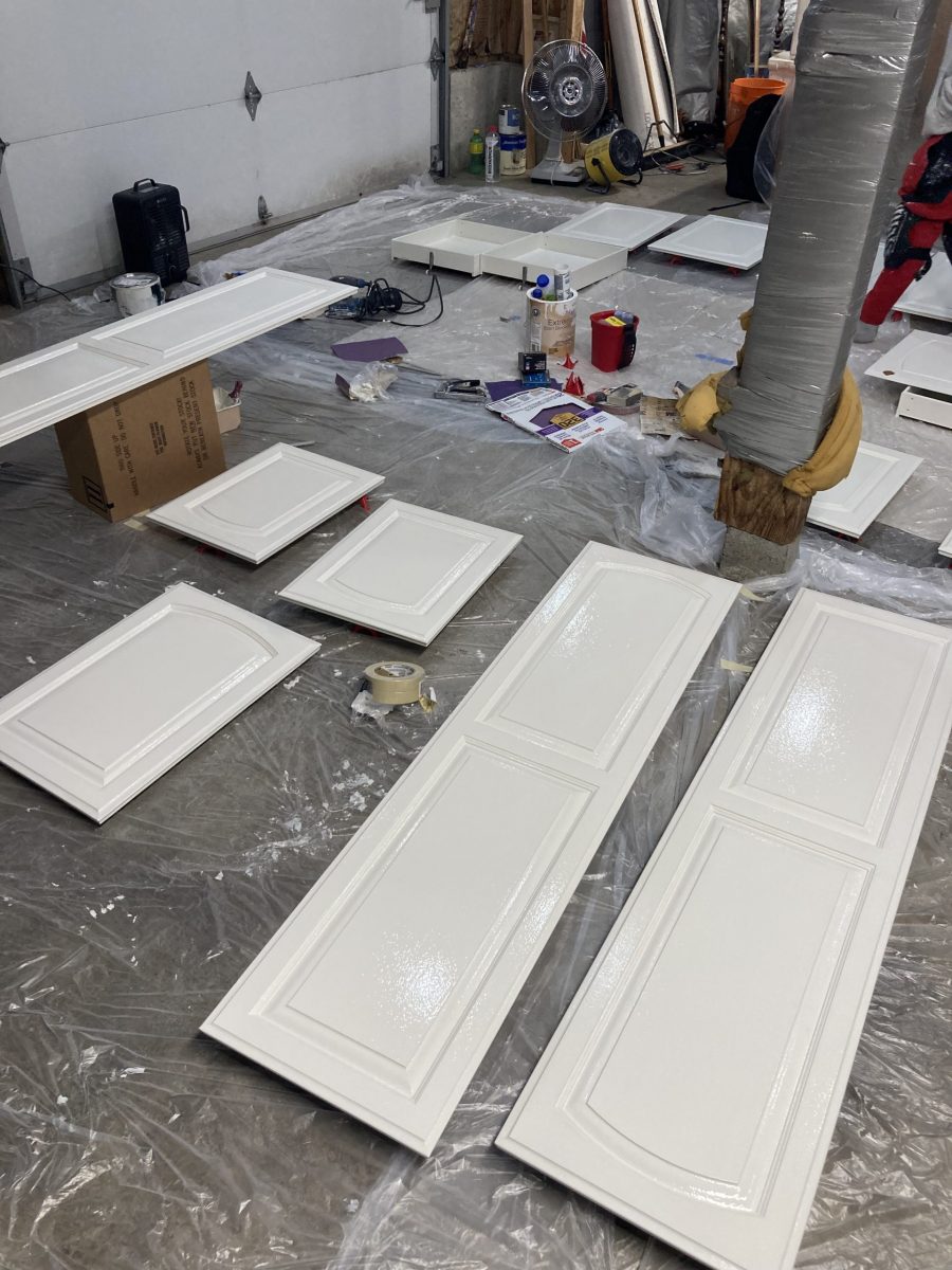 painted cabinet doors laid out to dry Preview Image 5