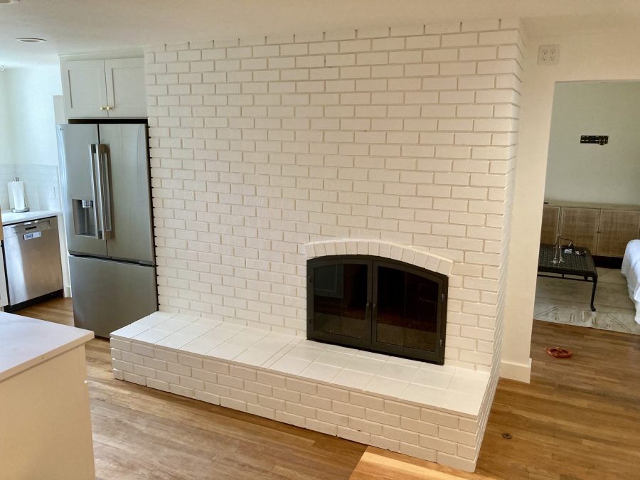 white painted brick fireplace Preview Image 7