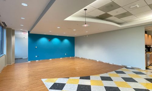 Accent Cyan Blue Wall in the Commercial Office