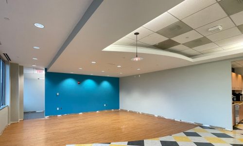 Accent Cyan Blue Wall in the Commercial Office