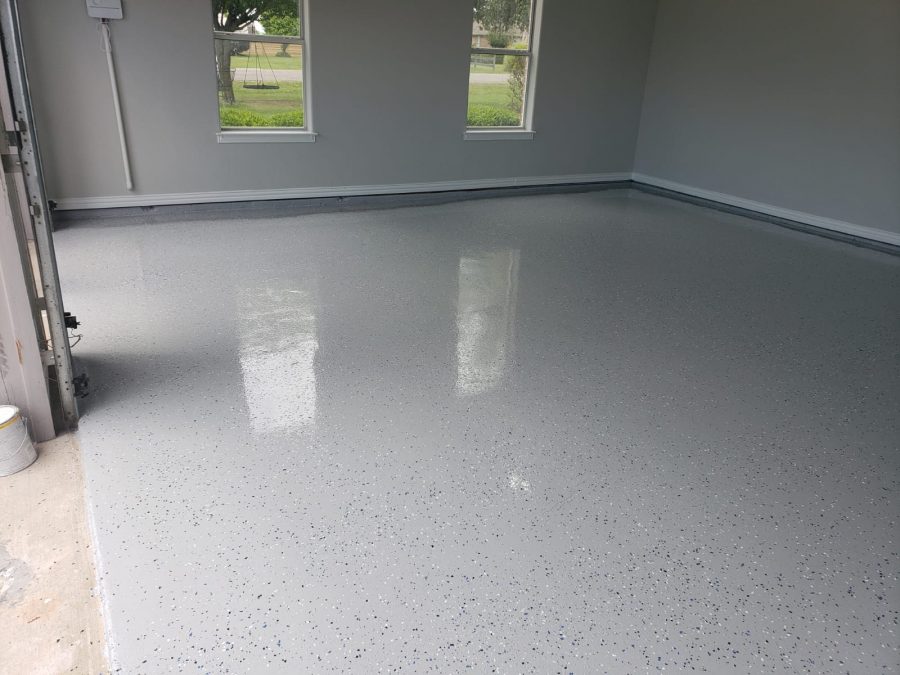 Garage Epoxy Floor Coating white granite