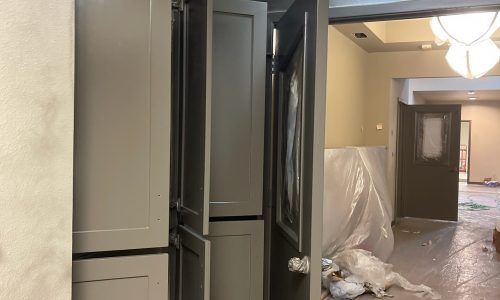 Cabinets Being Painted Gray