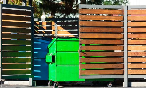Two,Waste,Management,Blue,And,Green,Garbage,Containers,Dumpsters,In
