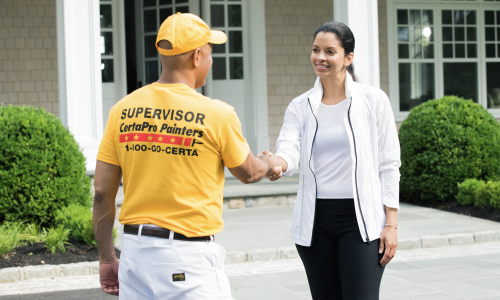 certapro supervisor and homeowner shaking hands