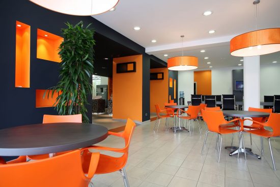 orange and black painted office