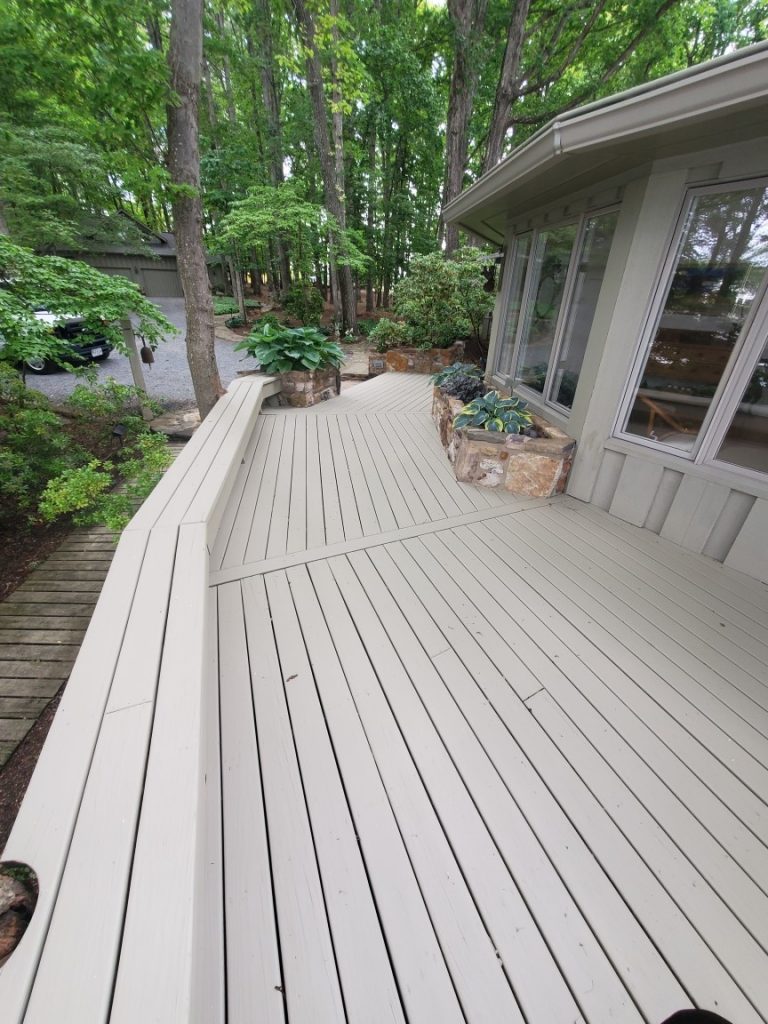 lake house deck staining and power washing