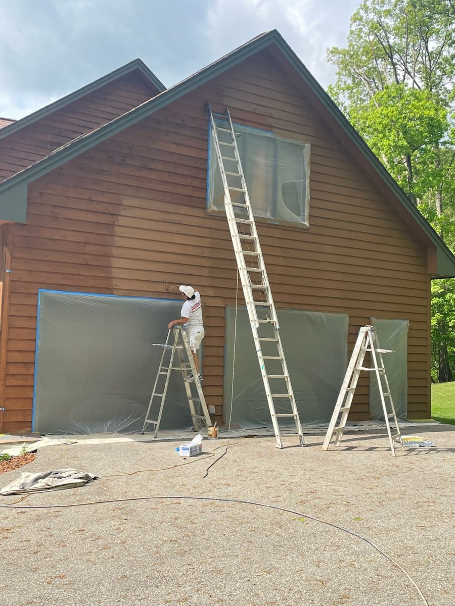 residential garage exterior during painting Preview Image 5