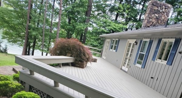 lake house exterior after professional staining