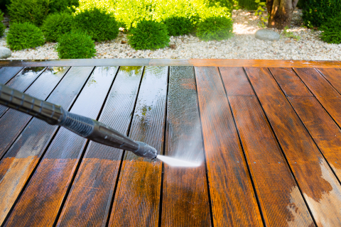 Deck power washing and staining