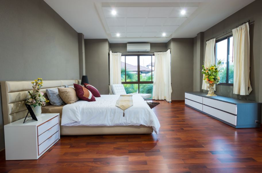 modern gray bedroom