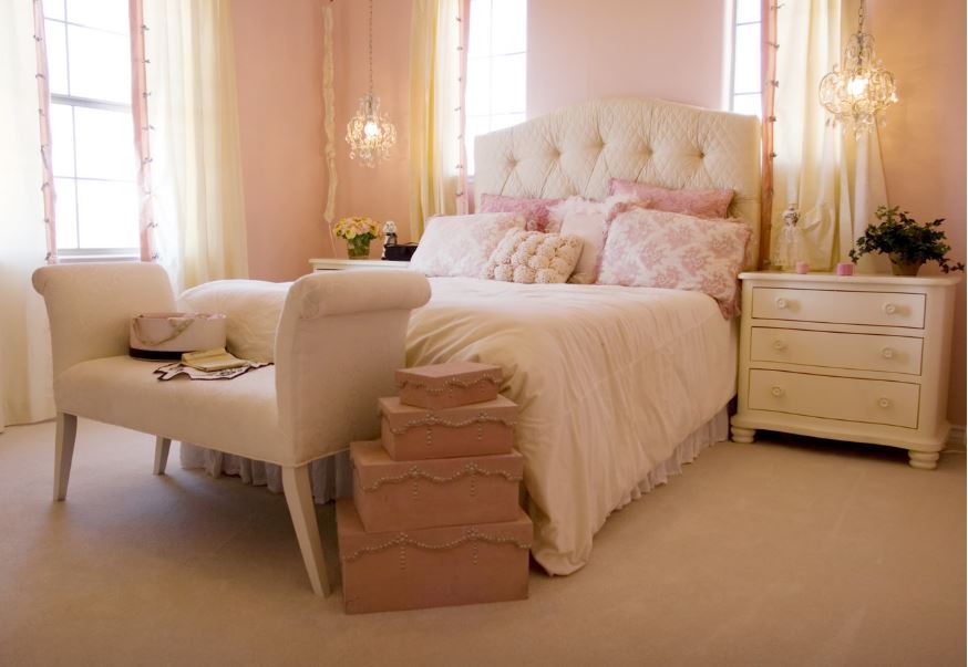 pink painted bedroom